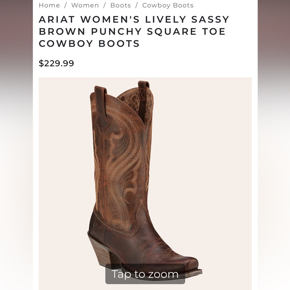 Ariat Women's Brown Square Toe Cowboy Boots